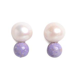 Meg Carter Designs BIG PEARL, LITTLE LILAC drop earrings